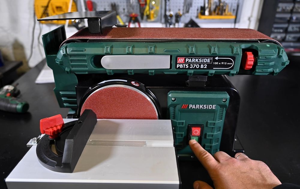 Лєнточно дисковий шлифовальний станок GERMAN Parkside PBTS 370/гріндер