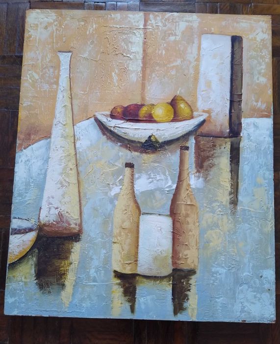 Quadro natureza morta "Vinho e fruta"