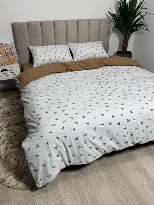 Постільна білизна муслін/жатка з простирадлом на резинці  Постельное