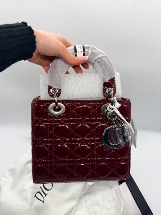 Сумка Dior Lady Bordo Patent Cannage Silver Hardware