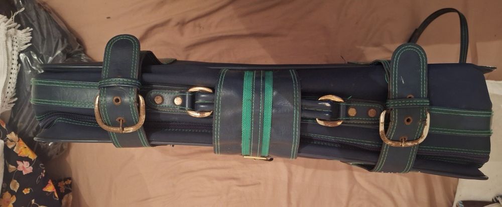 Mala de viagem grande azul e verde