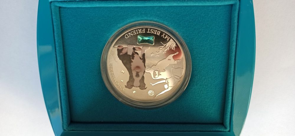 Prata fina 999% Fiji. 2 Dollar 2014 " Dogs & Cats V" -Boston - Terrier