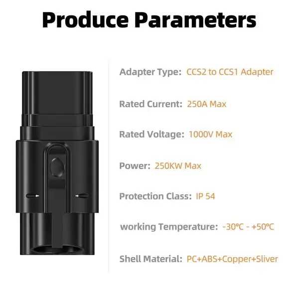 Адаптер feyree CCS2 - CCS1 для електромобілів (до 250 кВт)