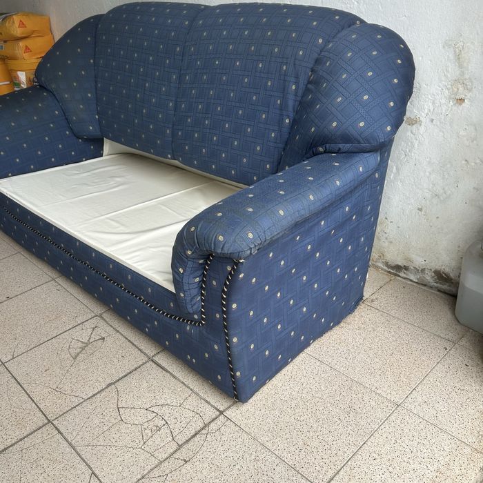 Sofá-Cama 3 Lugares Azul Vintage