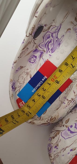 Klapki krokodylki a'la crocs sunlanse 39 białe w kwiaty z dziurkami