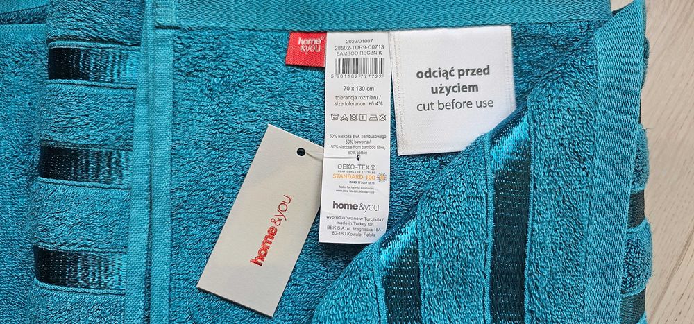 6 ręczników Home and You turkusowe 3+3 70x130 i 50x90