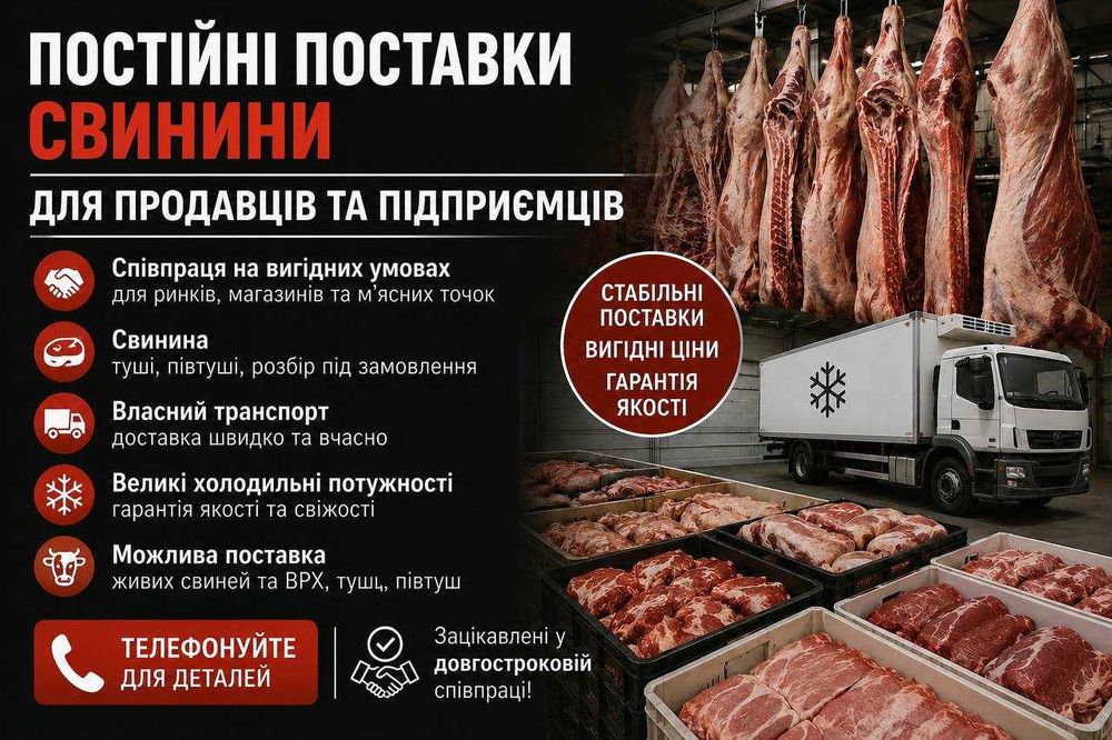Постійні поставки свинини |Вигідіні умови для продавців