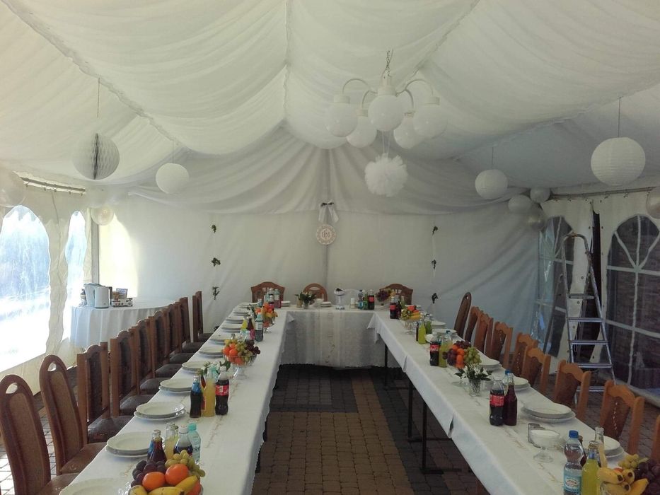 Wynajem namiotów cateringowych, imprezowych z wyposażeniem