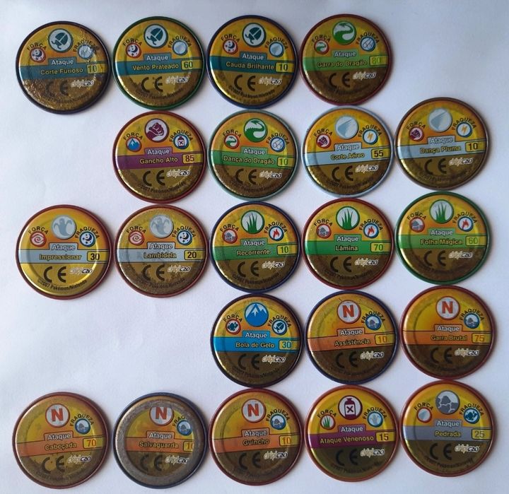 Coleção pokemon tazos metal 36/50