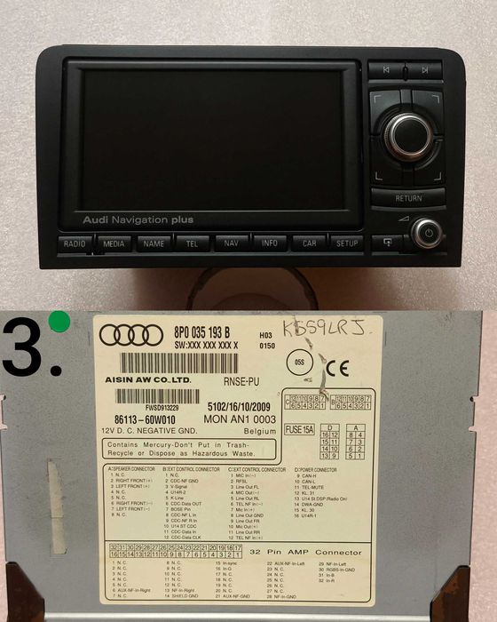 Rns-e Rns-e LED Audi A3 S3 8p Audi Navigation plus + kod Kosz 2Din !