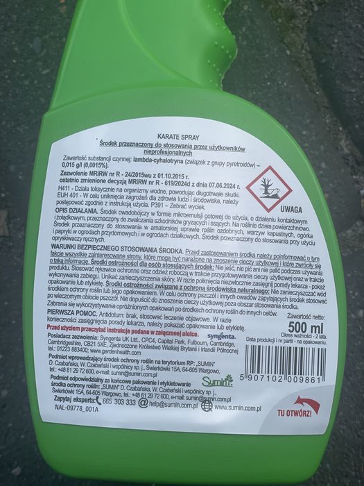 Sumin Karate, spray na mszyce, gąsienice itp.