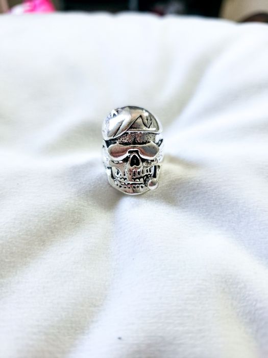 Srebrny pierścionek pierścień sygnet czaszka alternative Gothic emo y2