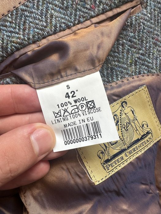 Винтажный серый шерстяной пиджак Harris Tweed оригинал Размер М
