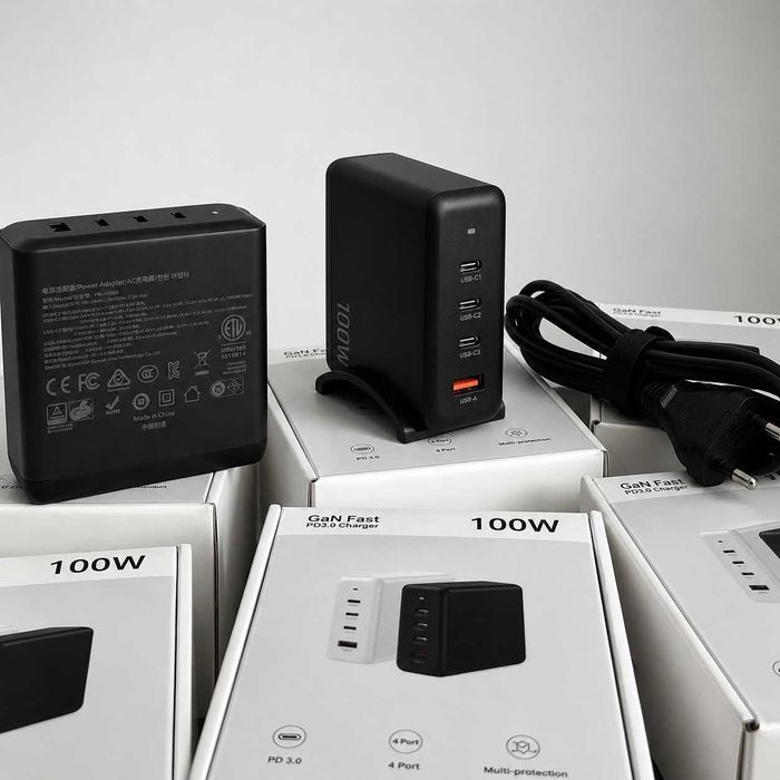 Зарядний пристрій GaN 4 100W швидка зарядка 65W 100W
