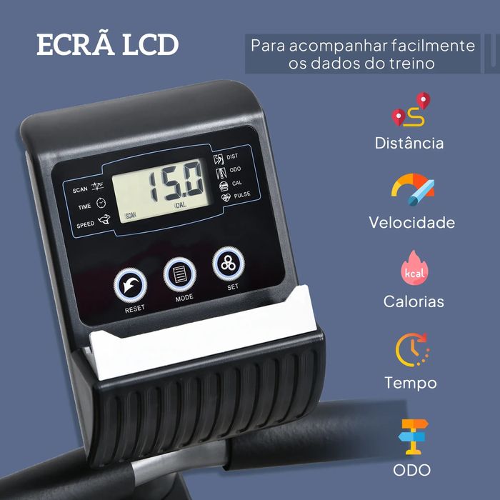 Bicicleta ergométrica reclinável com tela LCD HOMCOM