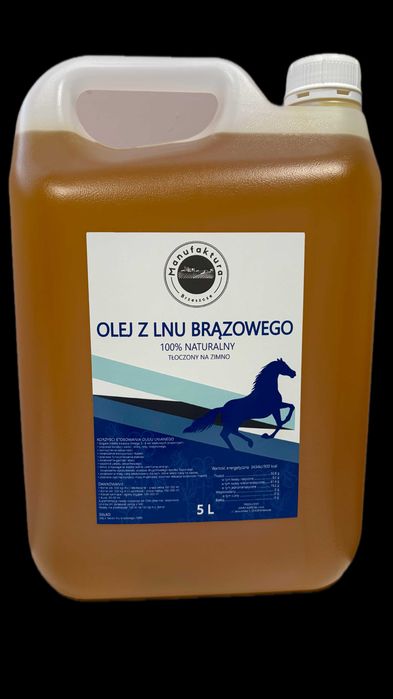 OLEJ LNIANY DLA KONI tłoczony na zimni- świeży na zamówienie