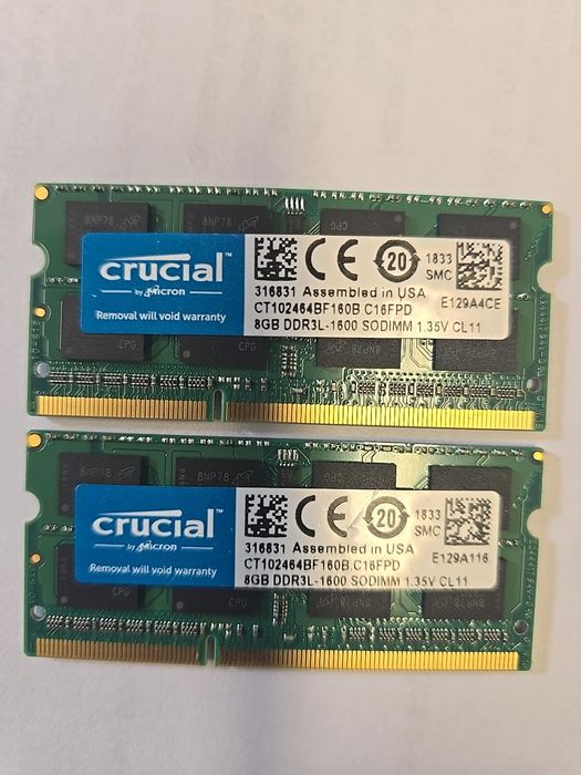 Memória RAM Crucial 8GBx2 DDR3L 1600MHz SODIMM – 16GB