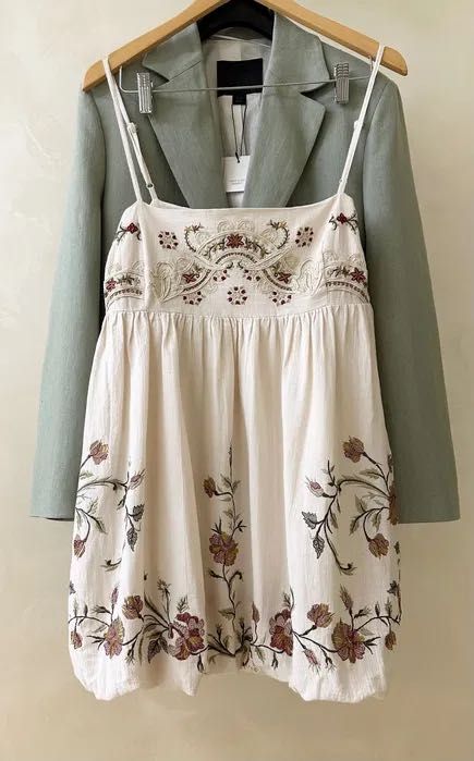 Сукня вишиванка ZARA біла лляна вишита платье вышиванка льон сарафан M