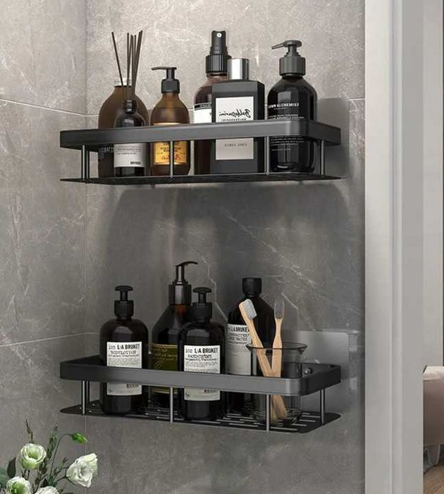 2 Szt Półka Pod Prysznic Czarna Loft Samoprzylepna Ścienna