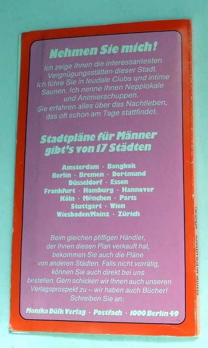 Stadtplan fur Manner Munchen - mapa z klubami i agencjami dla dorosłych.