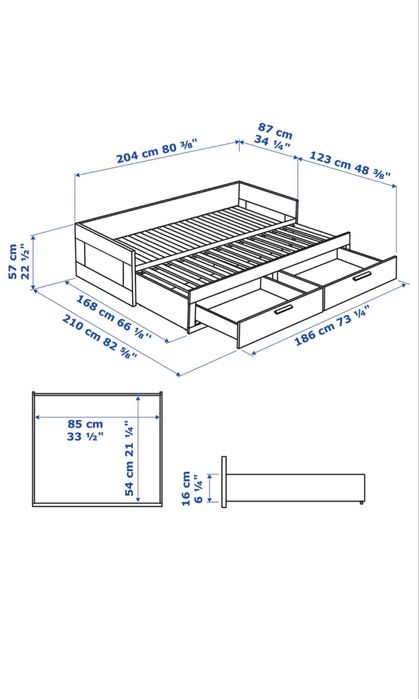 Cama branca 80 por 200cm