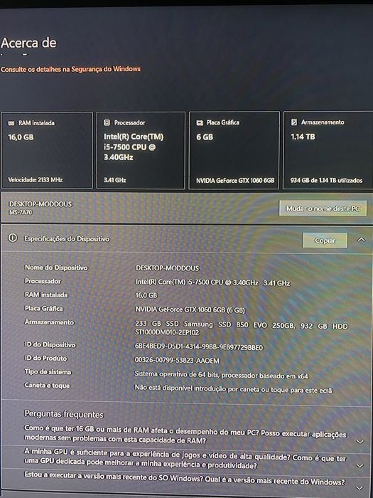 PC Gaming Completo (GTX 1060 + 16GB) + Rato Razer + Astro MixAmp