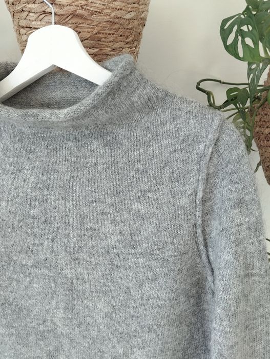 Sweter golf wełniany, z moherem, szary, zimowy, basic, gwiazdka r.M/L