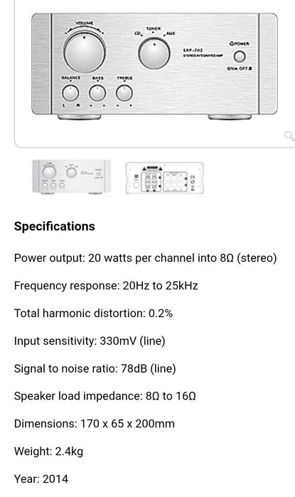 Mini  wzmacniacz kompaktowy 20w Renkforce poręczny 3 wejscia rca