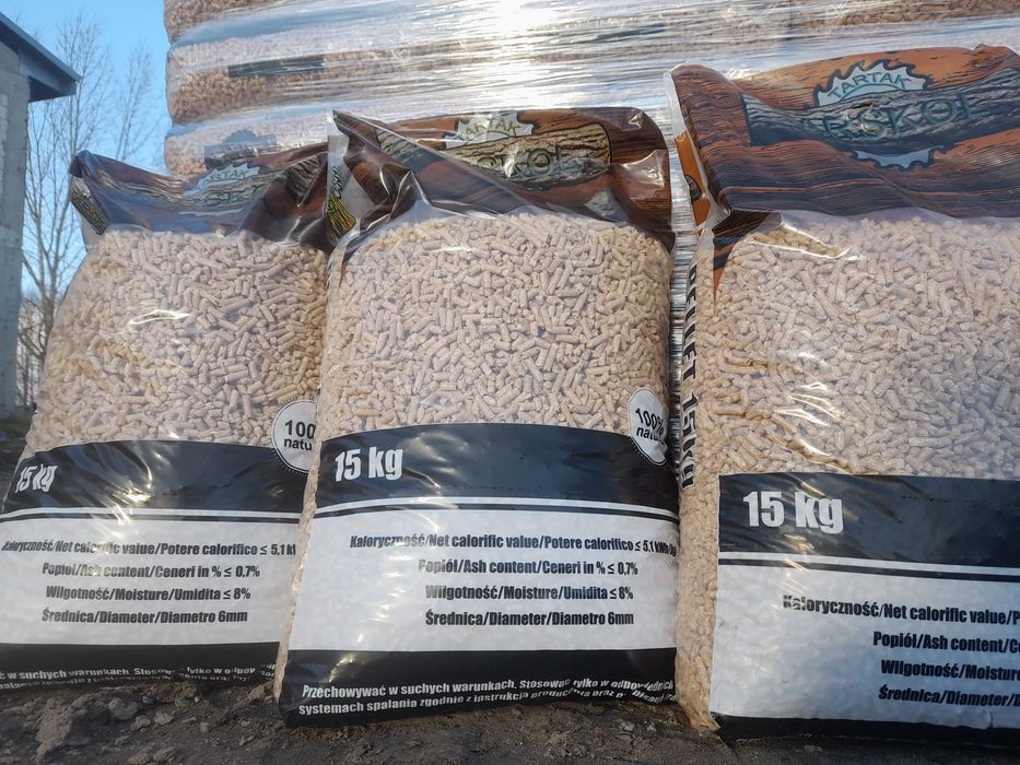 Pellet TARSKOL Pelet Drzewny POLSKI JASNY Jakość PREMIUM sosna100%