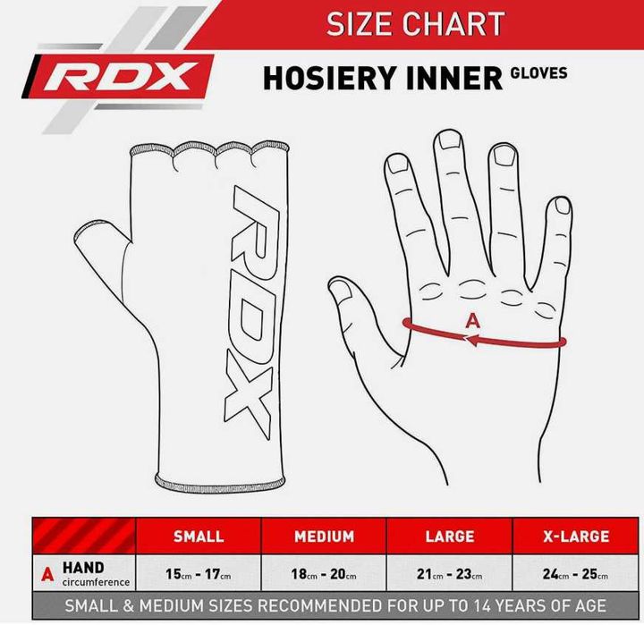 Бандажі для рук RDX, внутрішні рукавички для ударів, Боксерські- XL