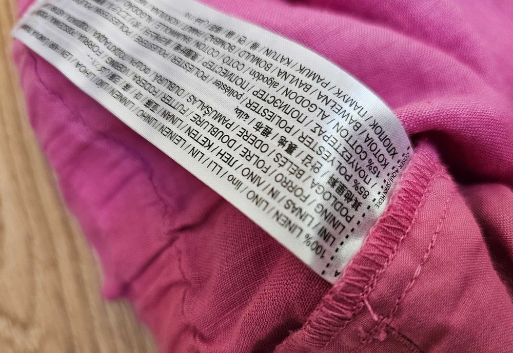 Letnie długie spodnie lniane 100% len różowy boho 50/52