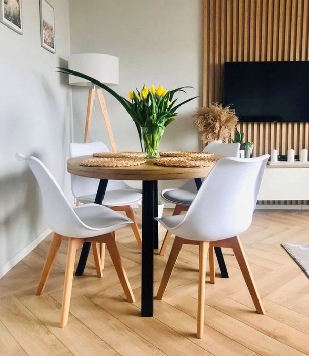 Stół okrągły, rozkładany, metalowe nogi, duży wybór koloru blatu