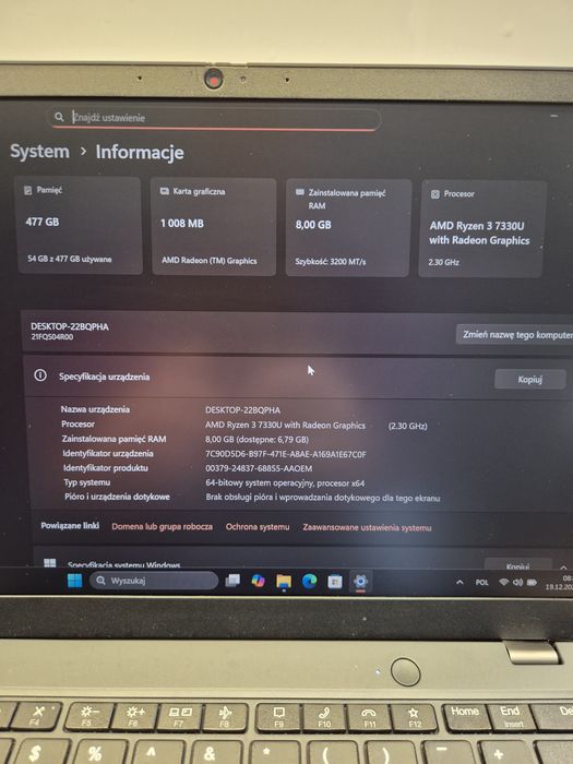 Lenovo Thinkpad L13 G4 Ryzen 3 7330/13 FHD/8GB/512SSD/Nowa bateria/W11