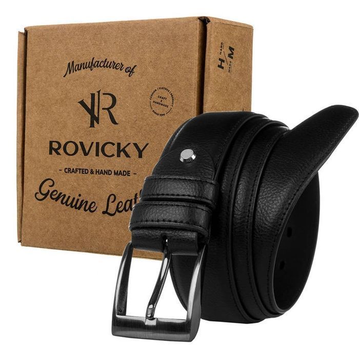 skórzany pasek męski z tradycyjną srebrną klamrą - rovicky 105