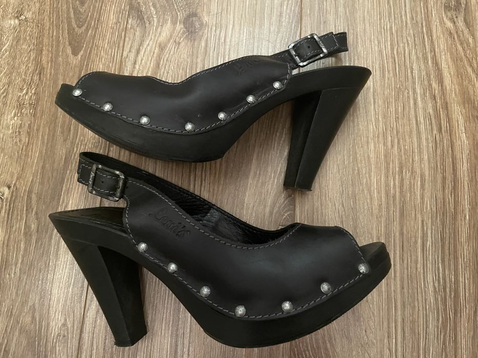 Szpilki skórzane czarne 39