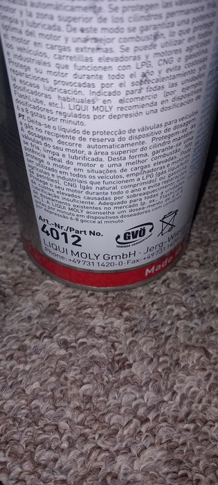 Líquido protecção válvulas GPL