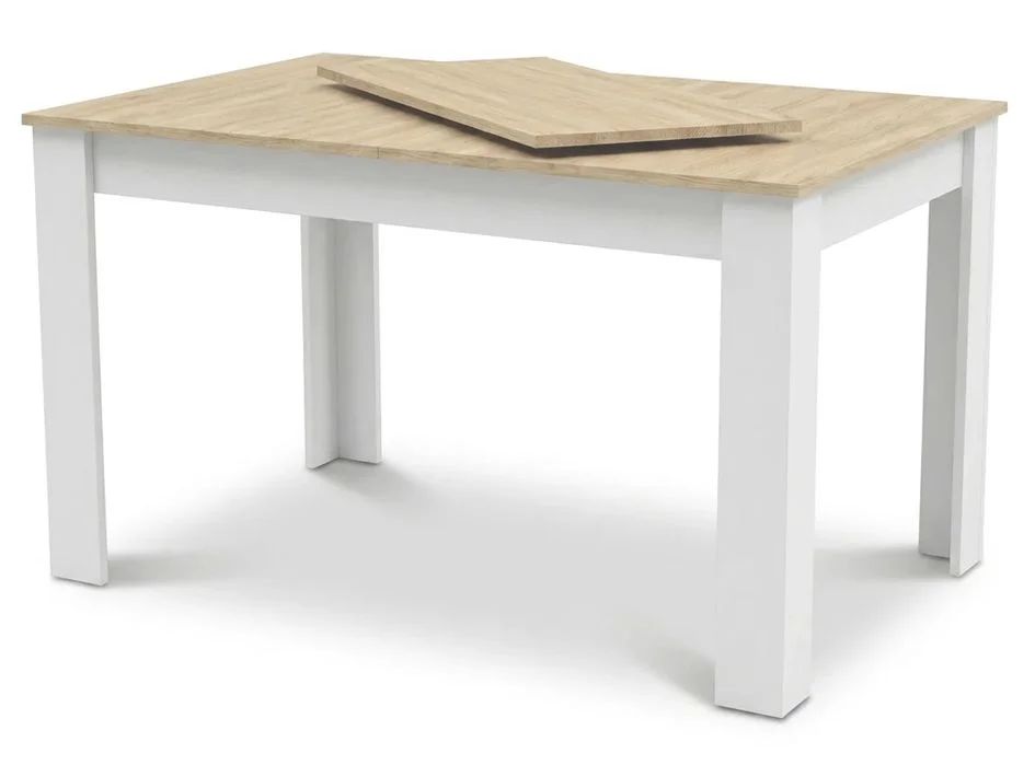 NOWY Stół Rozkładany 120/160x80 cm Duży z Krzesłami Do Kuchni Jadalni Salonu Stół Dąb Sonoma Biały i Krzesła Kuchenny Meble do Domu Zestaw Komplet FV!