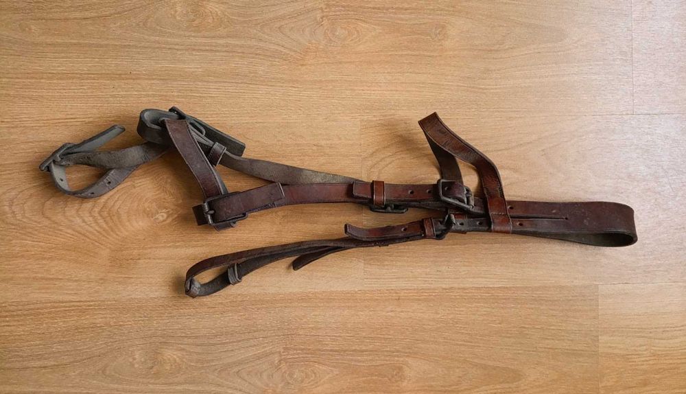 Cabeção couro genuíno século XX decoração equitação