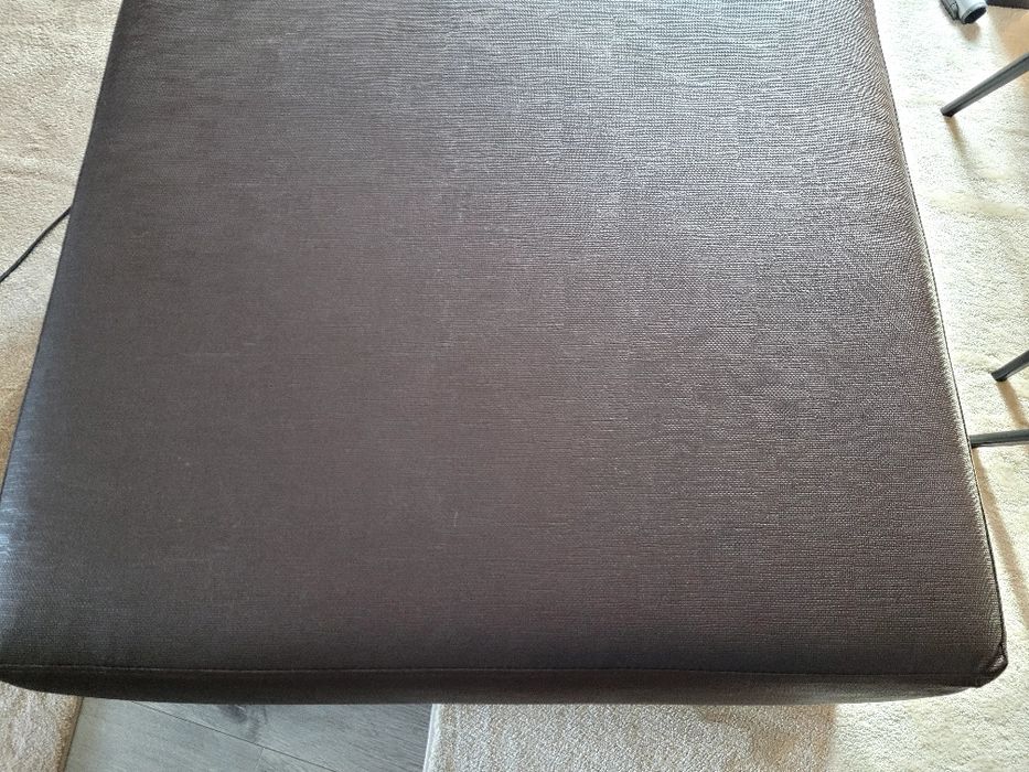 Mesa Puff de centro, almofadado em pele, castanho