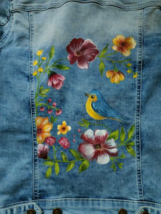 Kurtka jeansowa ręcznie malowana