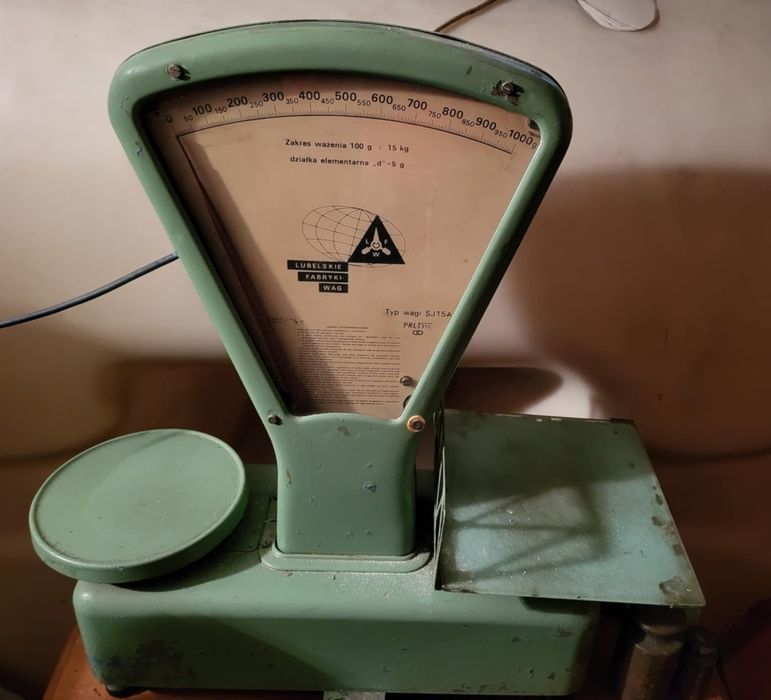 Waga mechaniczna szalkowa sklepowa SJ15A - sprawna, z odważnikami