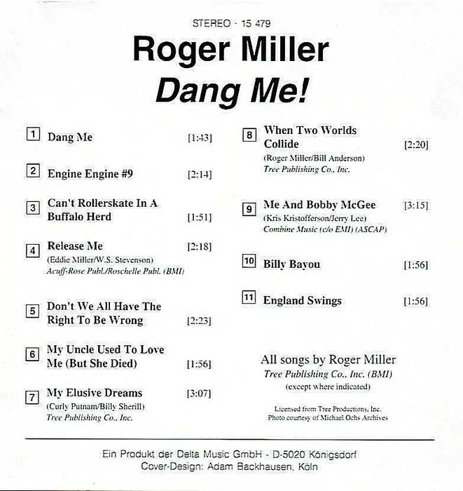 Roger Miller DANG ME - The best of - 1992 CD