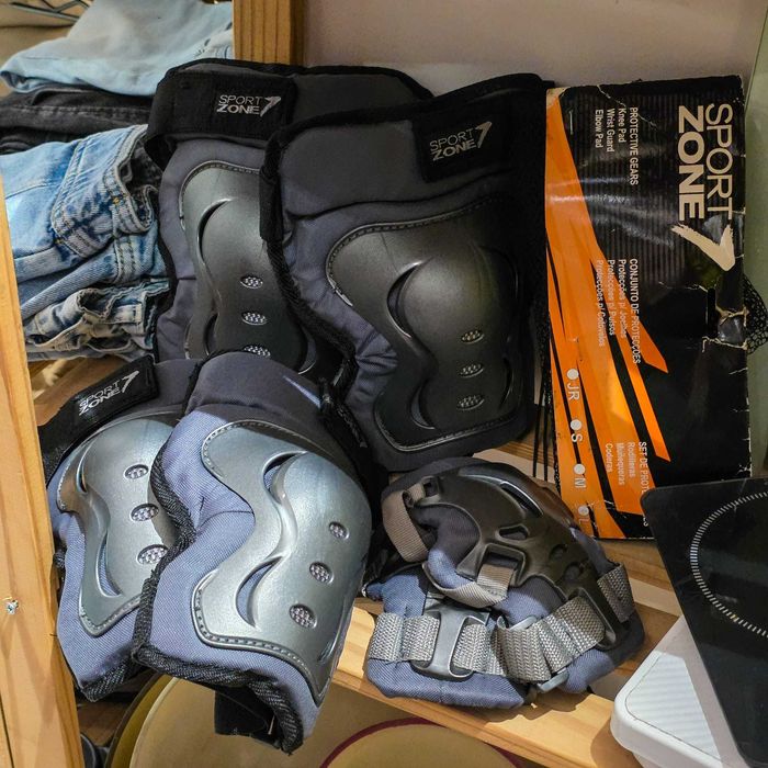 Conjunto Proteções Sport Zone Tamanho L – Joelheiras, Cotoveleiras e Proteções de Pulso