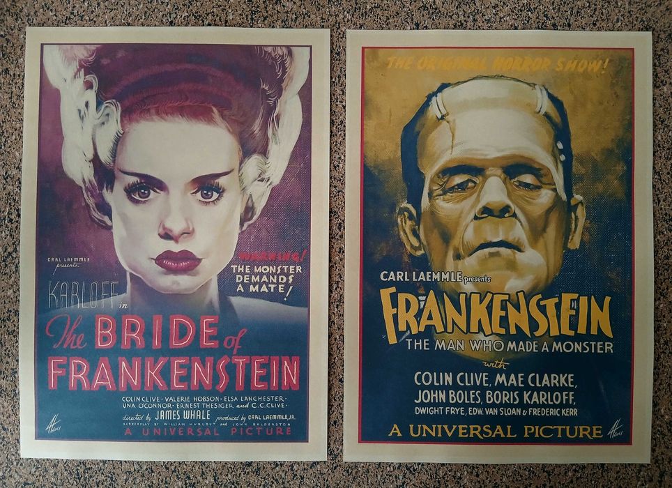 Lote de 8 Posters: Monstros Clássicos do Cinema (papel kraft 30x42 cm)