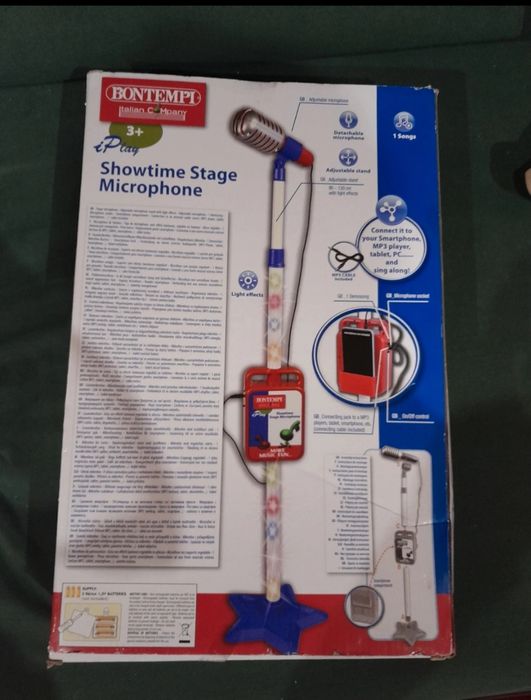 Bontempi mikrofon ze światłem na statywie.