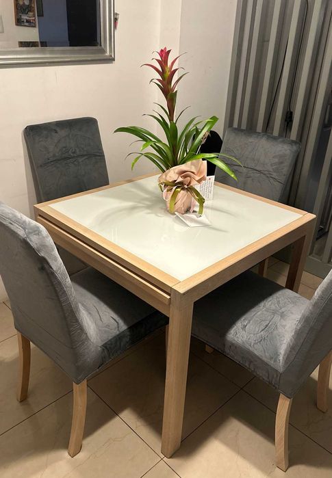 NOWA kolekcja pokrowców na krzesła 6 szt. szary gruby welur