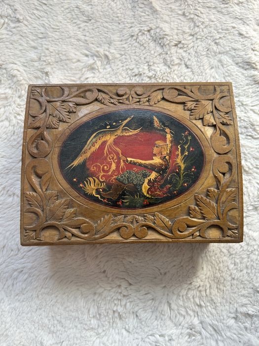 Szkatułka vintage antyk drewniana