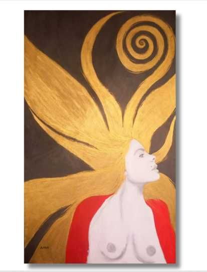 "FEMINILIDADE DIVINA" acrílico sobre tela 71,5x120cm by Alexa