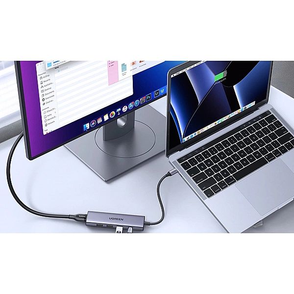 Wielofunkcyjny HUB 5w1 USB-C - HDMI 1.4 / 3 x USB-A / USB-C PD 100W Ug