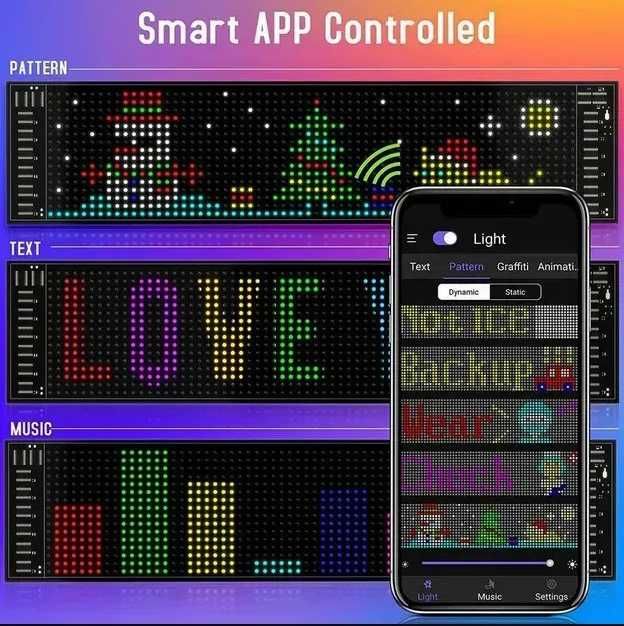 Панель Лед глаза 12×60 см для индивидуальности автомобиля